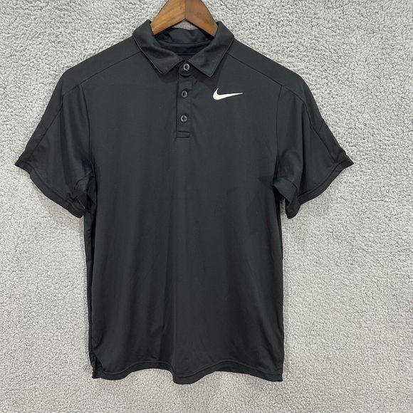 Tops - Nike womens shirt large black polo short sleeve swoosh dri fit athletic golf